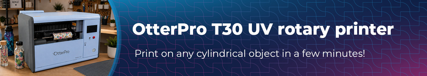 OtterPro T30 rotációs UV palacknyomtató
