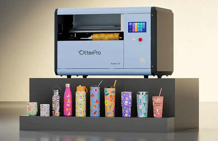 OtterPro T30 rotációs UV palacknyomtató
